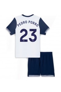 Tottenham Hotspur Pedro Porro #23 Jalkapallovaatteet Lasten Kotipeliasu 2024-25 Lyhythihainen (+ Lyhyet housut)